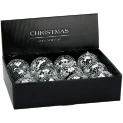 Lot de 12 boules de Noël (D80 mm) Night Fever Argent