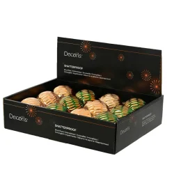 Lot de 12 boules de Noël (D80 mm) Luxe Rétro Orange et vert sapin