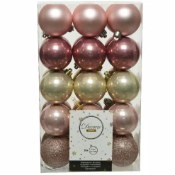 Lot de 30 boules de Noël (D60 mm) Alpine multi Rose poudré