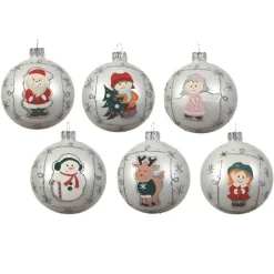 Lot de 6 boules de Noël en verre (D80 mm) Atmos Blanc