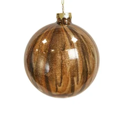 Lot de 9 boules de Noël en verre (D100 mm) New York Brun scintillant