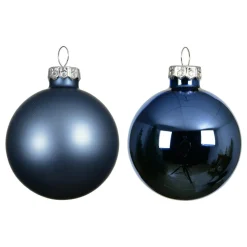 Lot de 6 boules de Noël en verre (D80 mm) Boréal Bleu nuit