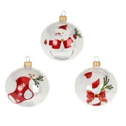 Lot de 12 boules de Noël en verre (D80 mm) Noël Tradition Blanc nacré