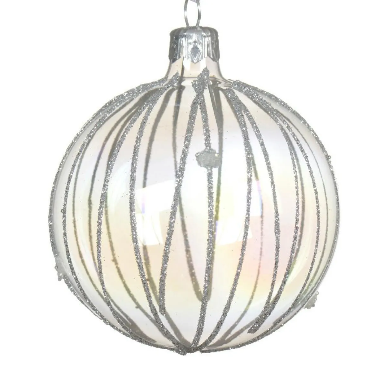 Lot de 6 boules de Noël en verre (D80 mm) Ice Transparent irisé
