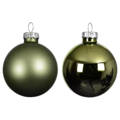 Lot de 6 boules de Noël en verre (D80 mm) Boréal Vert romarin