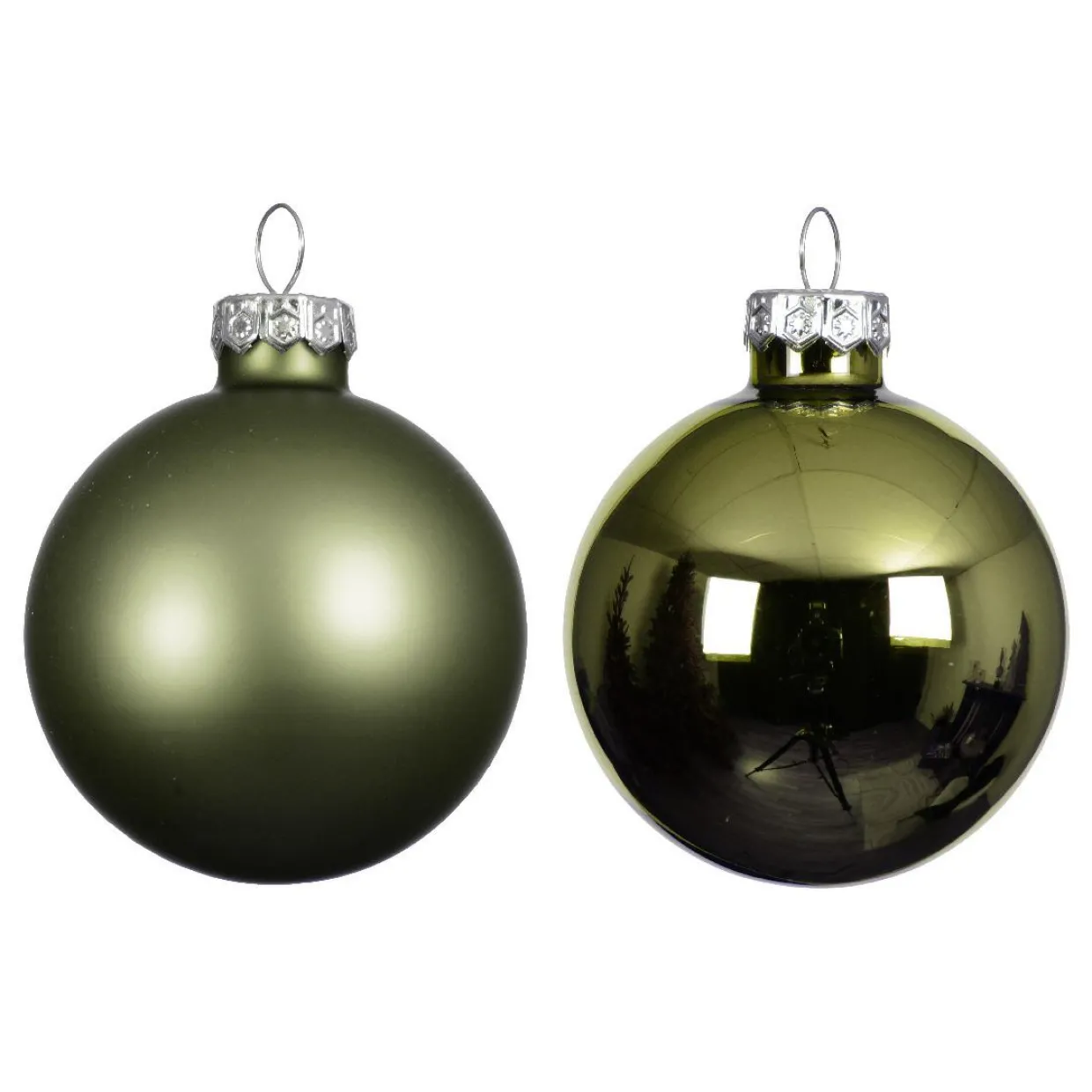 Lot de 6 boules de Noël en verre (D80 mm) Boréal Vert romarin