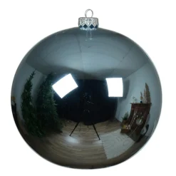 Lot de 6 boules de Noël en verre (D80 mm) Arctique brillante Bleu glacé