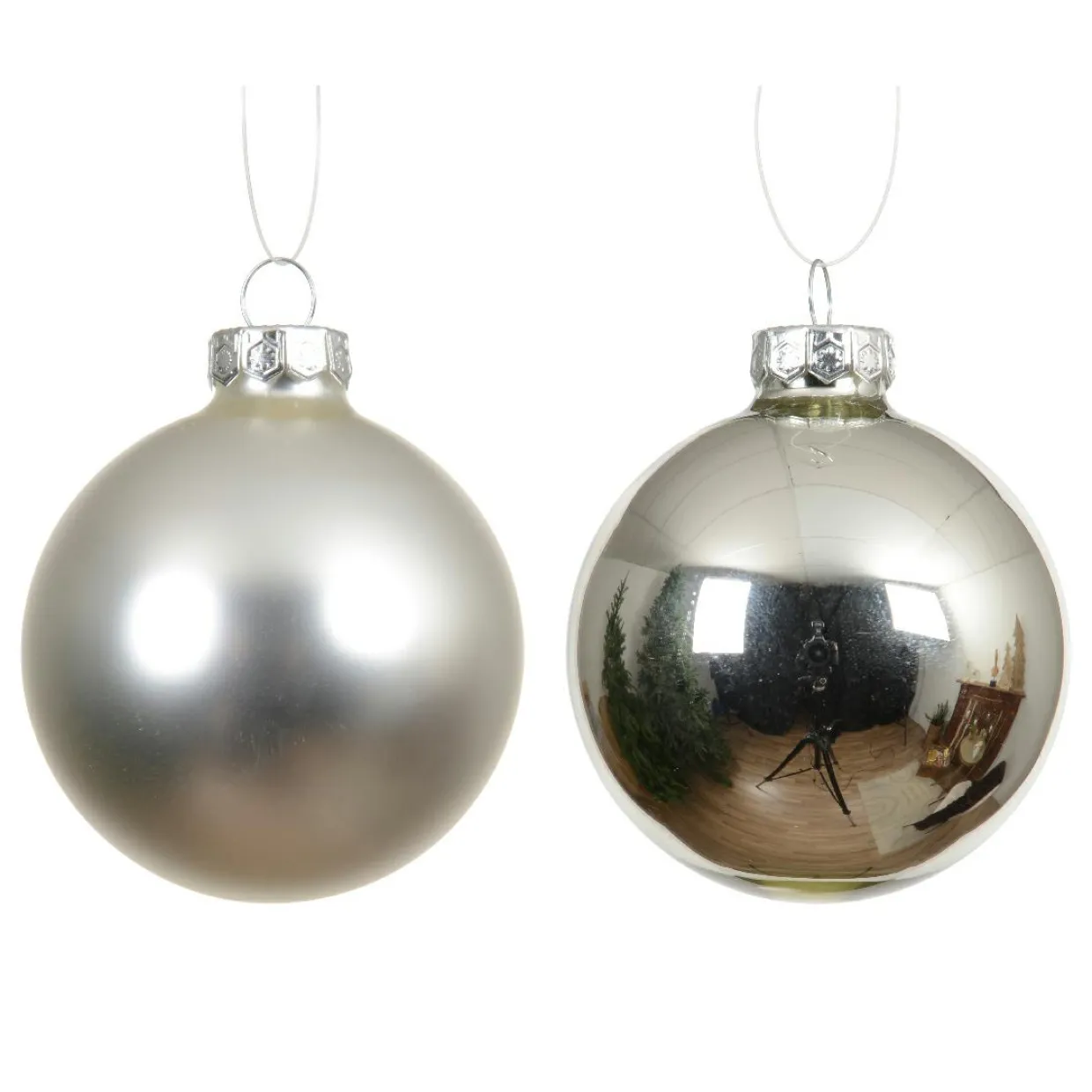 Lot de 4 boules de Noël en verre (D100 mm) Boréal Argent