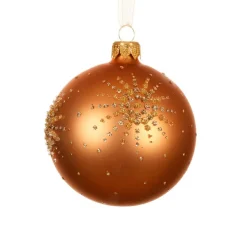 Lot de 6 boules de Noël en verre (D80 mm) Diamond star Cognac