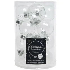 Lot de 16 boules de Noël en verre (D35 mm) Myst Transparent