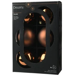 Lot de 6 boules de Noël en verre (D80 mm) Boréal Brun café