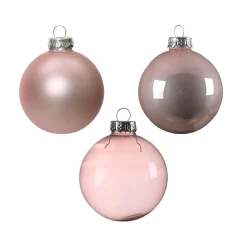 Lot de 21 boules de Noël en verre Assorties Cristal Rose poudré