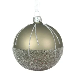 Lot de 6 boules de Noël en verre (D80 mm) Ballotine Vert Romarin