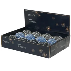 Lot de 12 boules de Noël en verre (D80 mm) Majestic Bleu et transparent