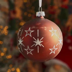 Lot de 6 boules de Noël en verre (D80 mm) Etoiles en fête Brun café