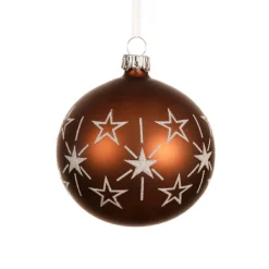 Lot de 6 boules de Noël en verre (D80 mm) Etoiles en fête Brun café