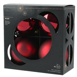 Lot de 4 boules de Noël en verre (D100 mm) Boréal Bordeaux