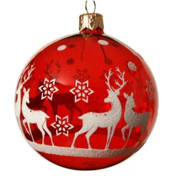 Lot de 6 boules de Noël en verre (D80 mm) Rudolf Rouge