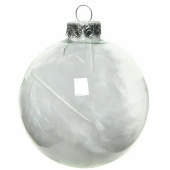 Lot de 4 boules de Noël en verre (D70 mm) Plumes Transparent