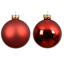 Lot de 6 boules de Noël en verre (D80 mm) Boréal Rouge