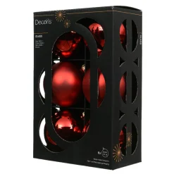 Lot de 6 boules de Noël en verre (D80 mm) Boréal Rouge