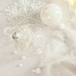 Lot de 3 boules de Noël en verre (D80 mm) Mouchetée Blanc irisé