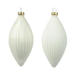 Lot de 3 boules de Noël en verre (D60 mm) Goutte précieuse Blanc laine