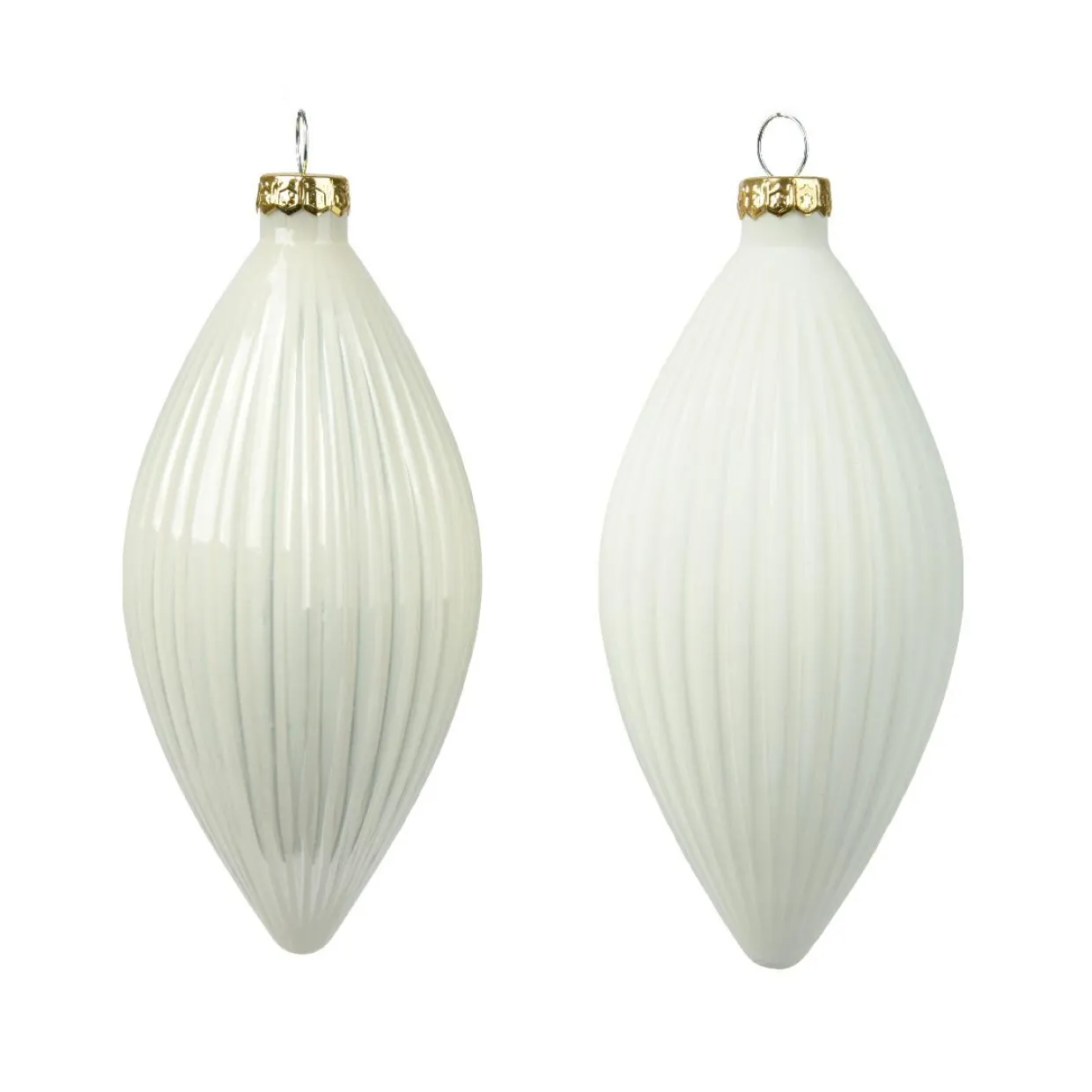 Lot de 3 boules de Noël en verre (D60 mm) Goutte précieuse Blanc laine