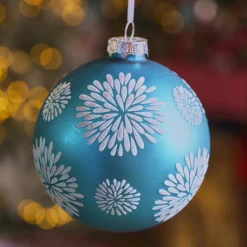 Lot de 12 Boules de Noël en verre (D100 mm) Eclats célestes Bleu pétillant