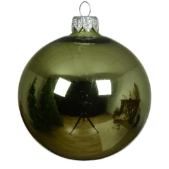 Lot de 6 boules de Noël en verre (D80 mm) Arctique brillante Thé vert