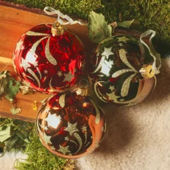 Lot de 6 boules de Noël en verre (D80 mm) Étoiles filantes Multicolore