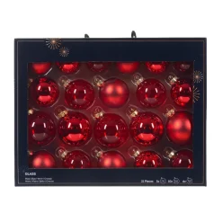 Lot de 21 boules de Noël en verre Assorties Cristal Rouge