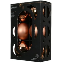 Lot de 6 Boules de Noël en verre (D80 mm) Boréal Cognac