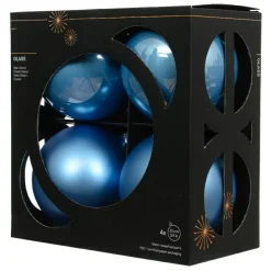 Lot de 4 Boules de Noël en verre (D100 mm) Boréal Bleu ciel