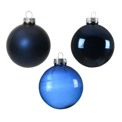 Lot de 21 boules de Noël en verre Assorties Cristal Bleu nuit