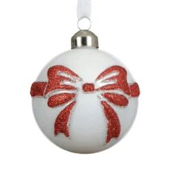 Lot de 3 Boules de Noël en verre (D80 mm) Scarlette Blanc et Rouge