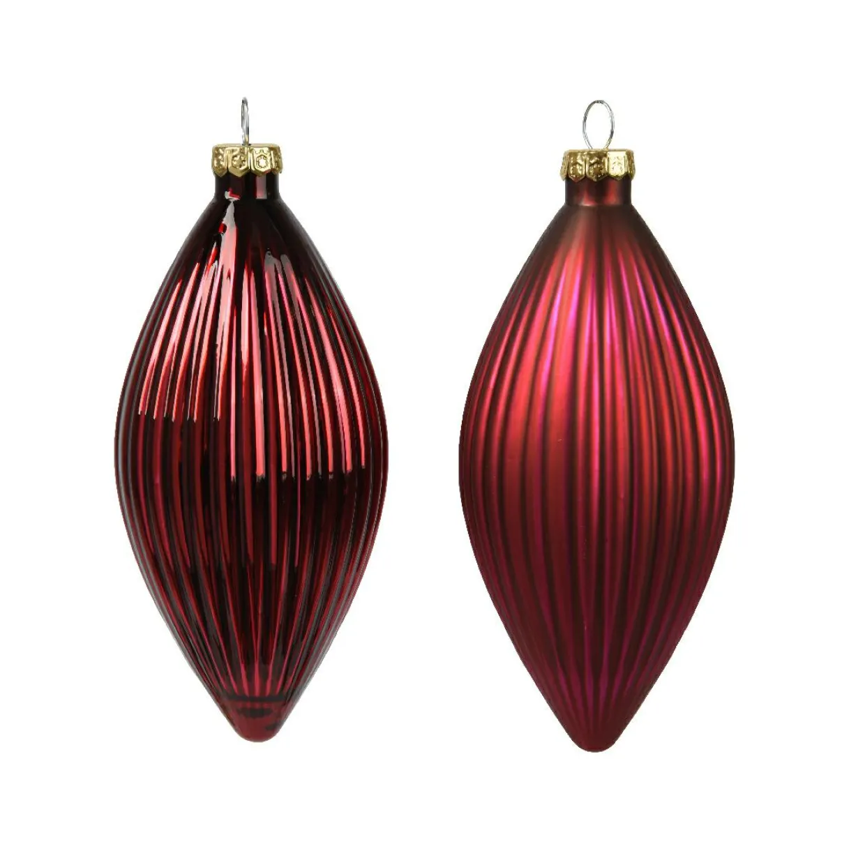 Lot de 3 boules de Noël en verre (D60 mm) Goutte précieuse Bordeaux