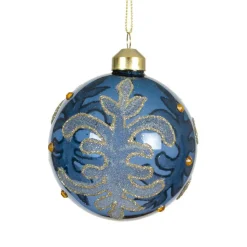 Lot de 3 boules de Noël en verre (D80 mm) Castel Bleu