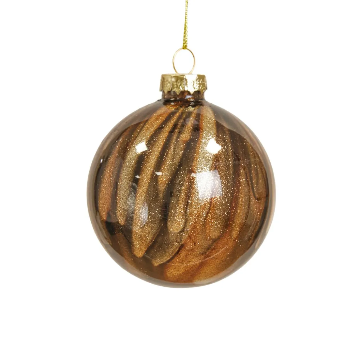 Lot de 12 boules de Noël en verre (D80 mm) New York Brun scintillant