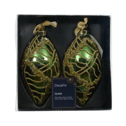Lot de 2 boules de Noël en verre (D60 mm) Jazzy Vert sapin