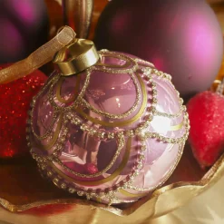 Lot de 2 boules de Noël en verre (D80 mm) Princesse Rose