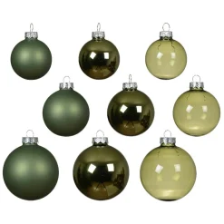 Lot de 21 boules de Noël en verre Assorties Cristal Vert romarin