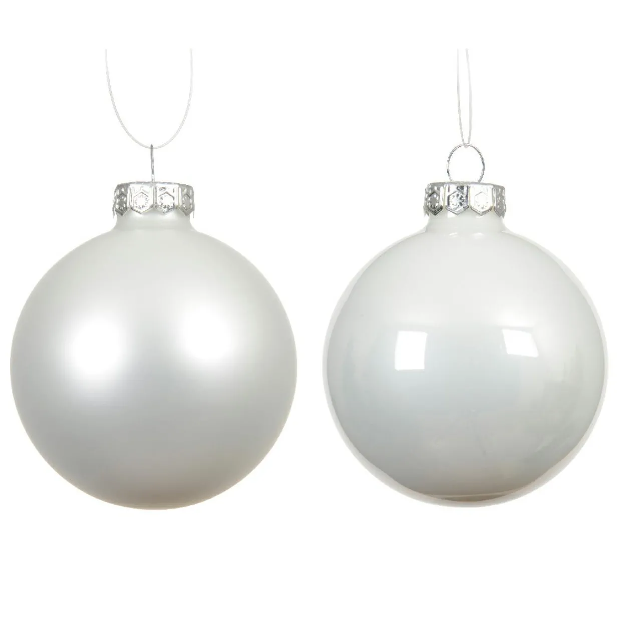 Lot de 6 boules de Noël en verre (D80 mm) Boréal Blanc