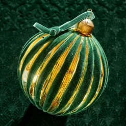 Lot de 12 boules de Noël en verre (D100 mm) Velours Vintage