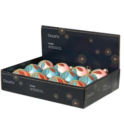Lot de 12 boules de Noël en verre (D80 mm) Pétales pailletées Multicolore