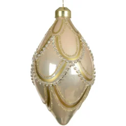 Lot de 2 boules de Noël en verre (D60 mm) Élégance Gatsby Beige