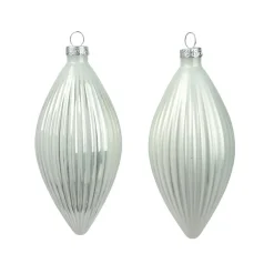 Lot de 3 boules de Noël en verre (D60 mm) Goutte précieuse Blanc