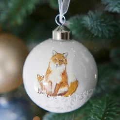 Lot de 12 boules de Noël en verre (D80 mm) Nature enneigée Blanc