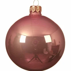 Lot de 6 boules de Noël en verre (D80 mm) Arctique brillantes Vieux rose