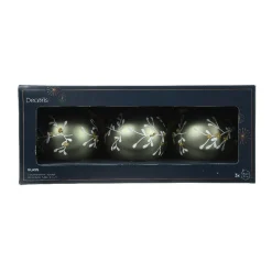 Lot de 3 boules de Noël en verre (D80 mm) Feuillage d'hiver Vert romarin